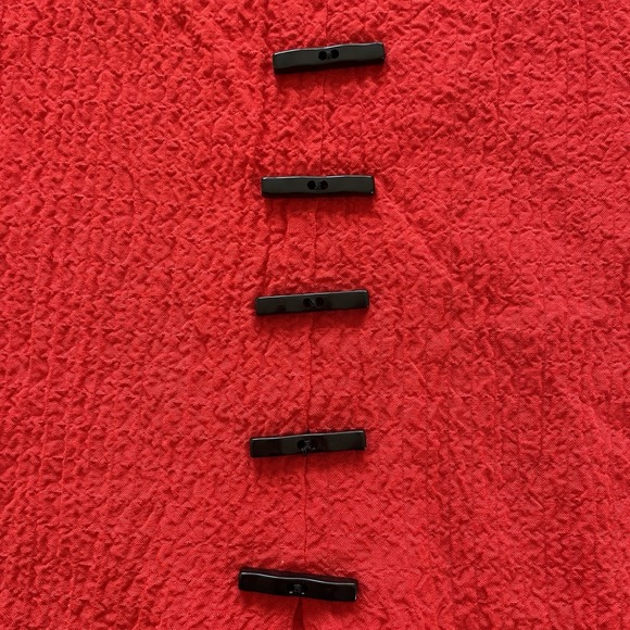 Ali Miles Women's Button Front Red Tunic Blouse XL 3/4 Sleeves Lagenlook Art - Picture 4 of 11